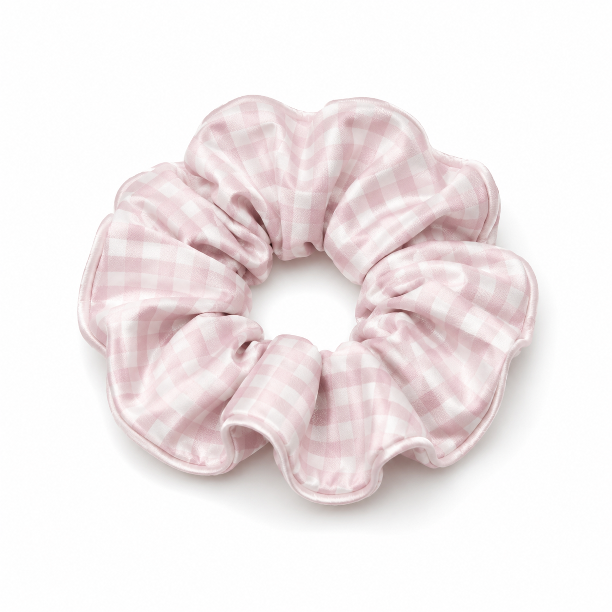 Bamboo Gingham Scrunchie in Pink