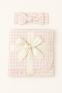 Bamboo Baby Swaddle Blanket & Hat in Pink Gingham