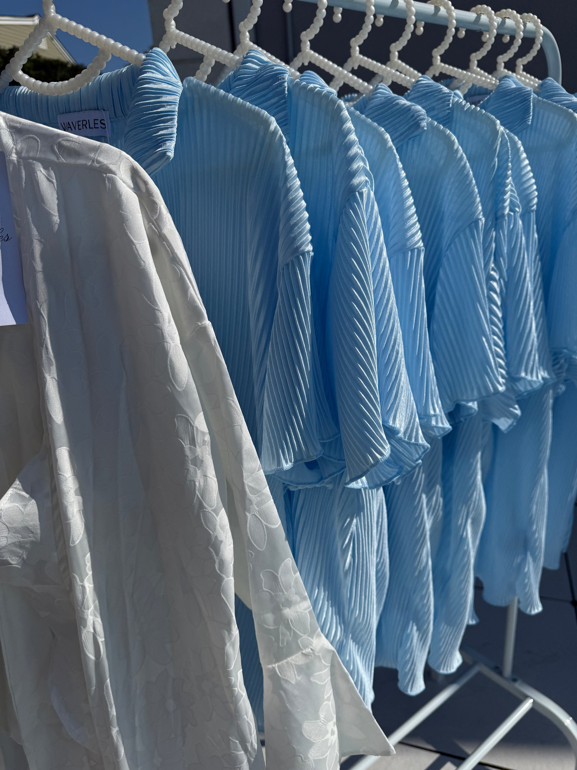 Pleats Short Bridal Set in Light Blue