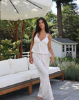 Avery Bridal Floral Jacquard Cami Pant Set In Dove