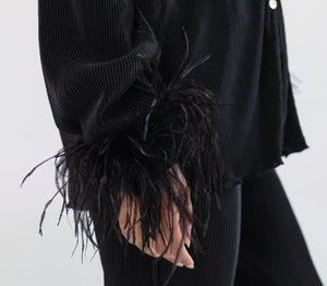 Black Detachable Feather Cuffs (Set of 2)