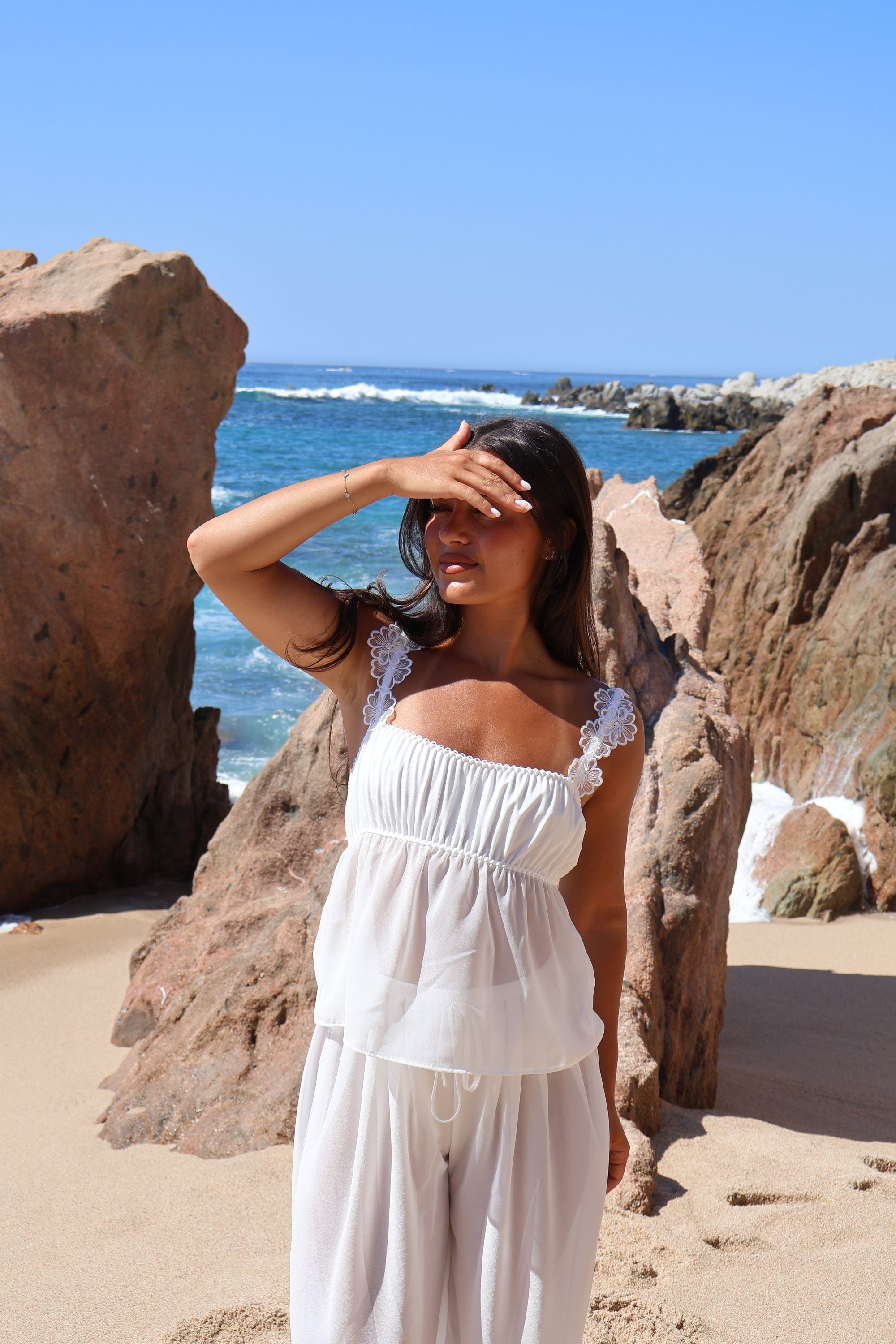 Chiffon Bloom Short Set in Dove