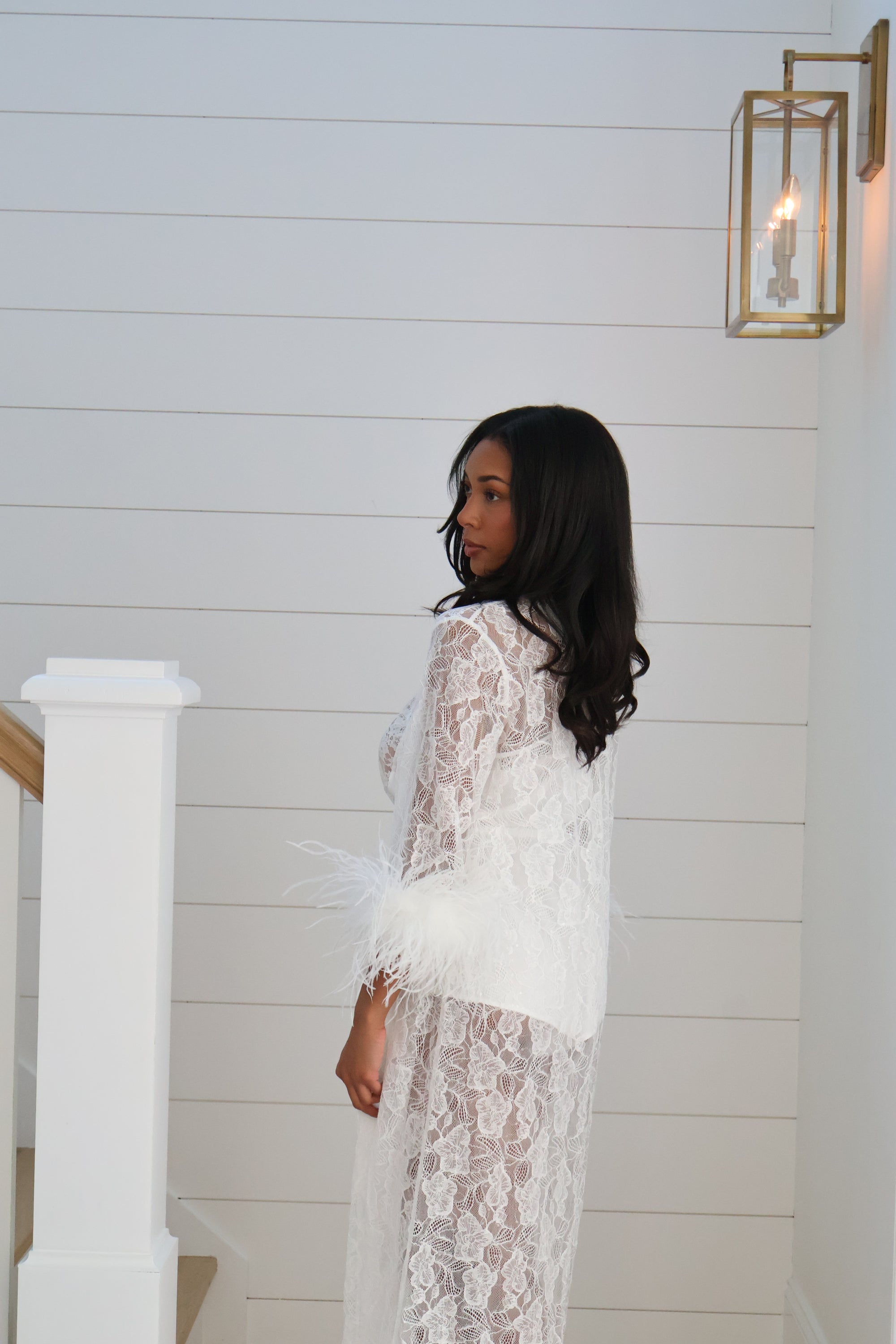 lace dressing gown white Swan Queen lace robe - bridal long dressing gown in Ivory