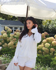 Jade Bridal Pearly Pleats Short Tie Set in Dove