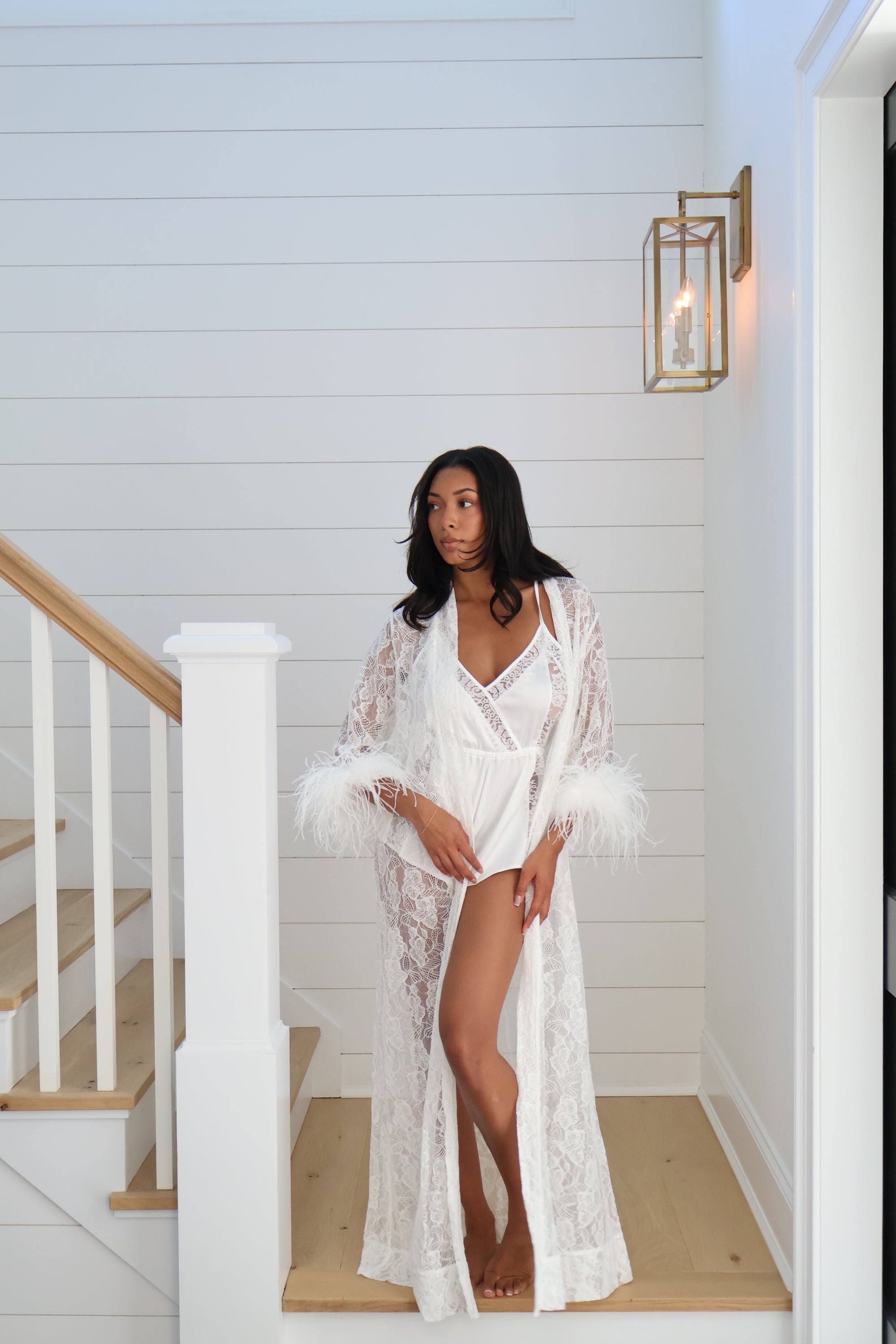 Fleur Feather Lace Robe