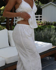 Avery Bridal Floral Jacquard Cami Pant Set In Dove