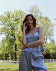 Estelle Silky Satin Set in Dusty Blue