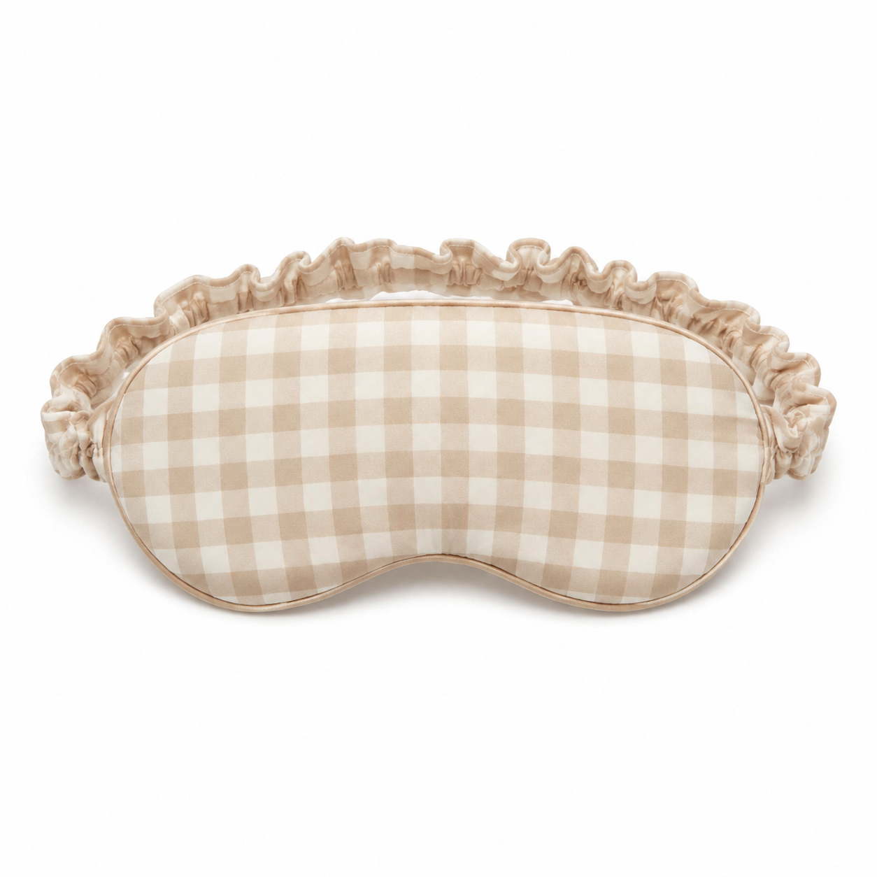 Bamboo Gingham Eye Mask in Tan