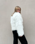 Marabou Feather Bomber in Dove