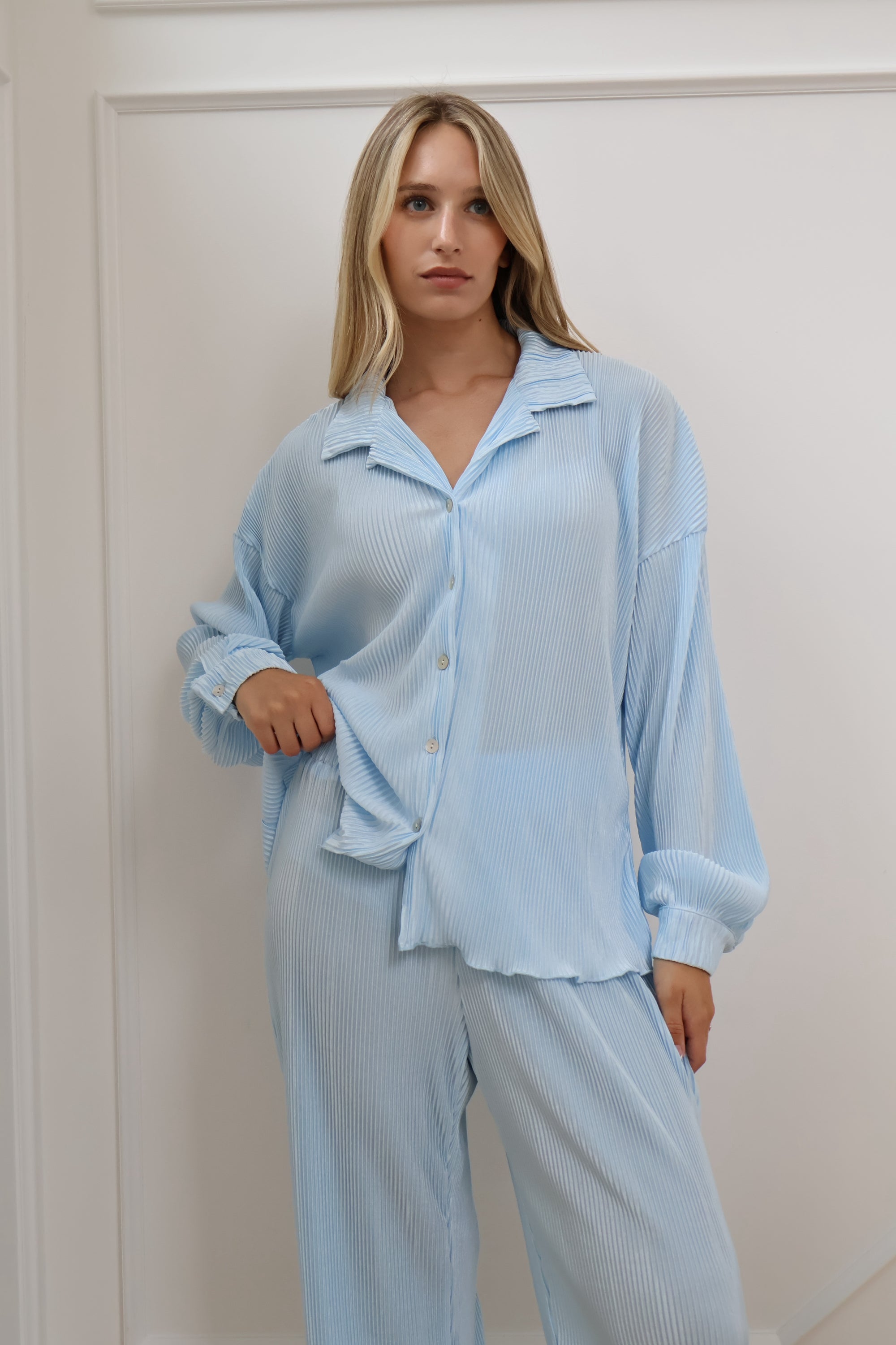 Pleated Set in Light Blue