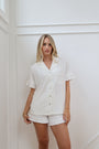 Ruffle Bamboo Pajama Short Bridal Set in Dove