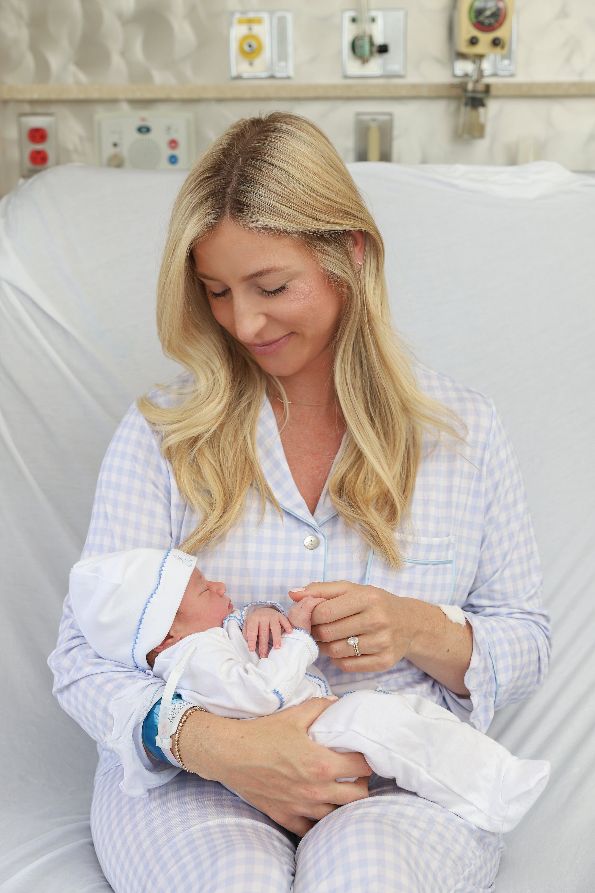 Ruffle Bamboo Pajama Set in Blue Gingham
