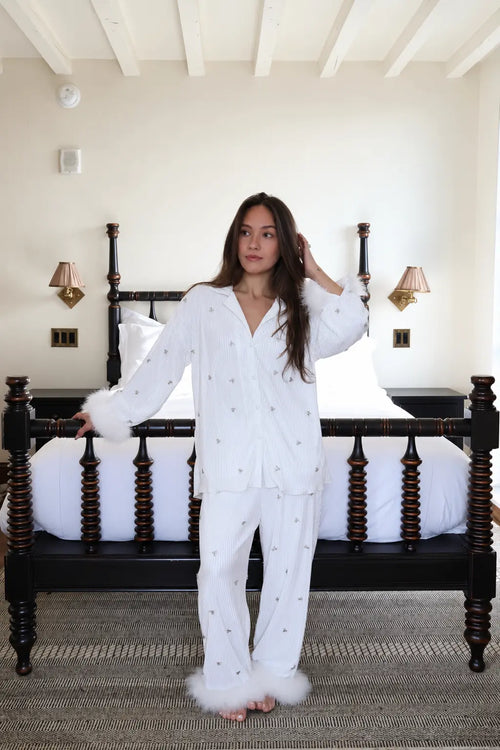 Pleated Luxe Feather Set in Dove