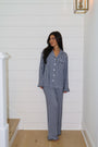 Ruffle Bamboo Pajama Set in Navy Gingham