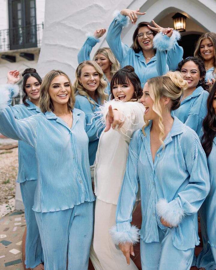 Pleated Set in Light Blue