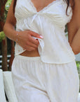 Avery Bridal Floral Jacquard Cami Pant Set In Dove