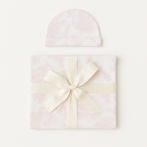 Bamboo Baby Swaddle Blanket & Hat Set in Rose Toile