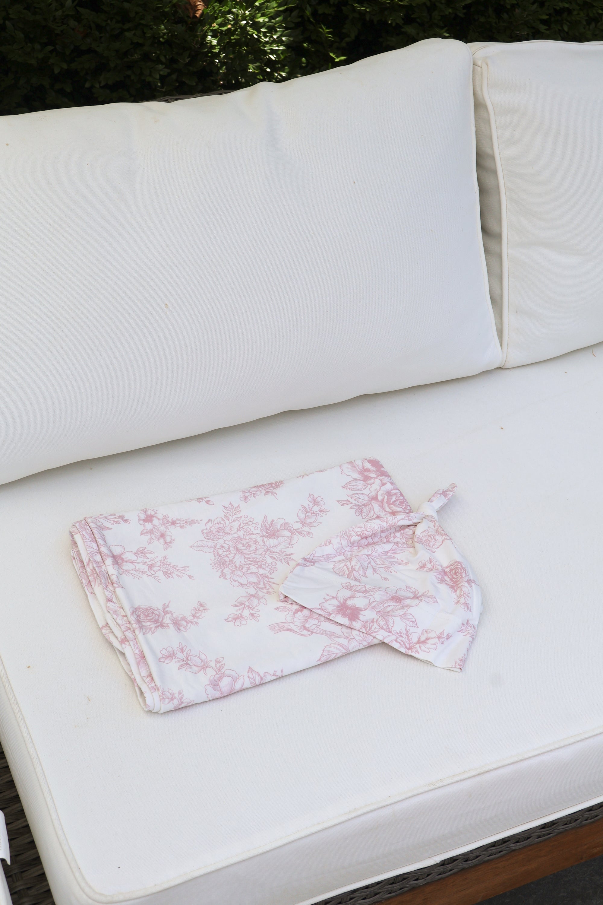 Bamboo Baby Swaddle Blanket &amp; Hat Set in Rose Toile
