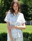 Ruffle Bamboo Pajama Short Set in Blue Toile