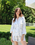 Blue Toile Bamboo Long Robe