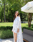 Blue Toile Bamboo Long Robe
