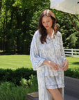 Blue Toile Bamboo Long Robe