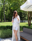 Blue Toile Bamboo Long Robe