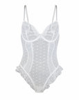 Mesh Hearts Bodysuit in Dove