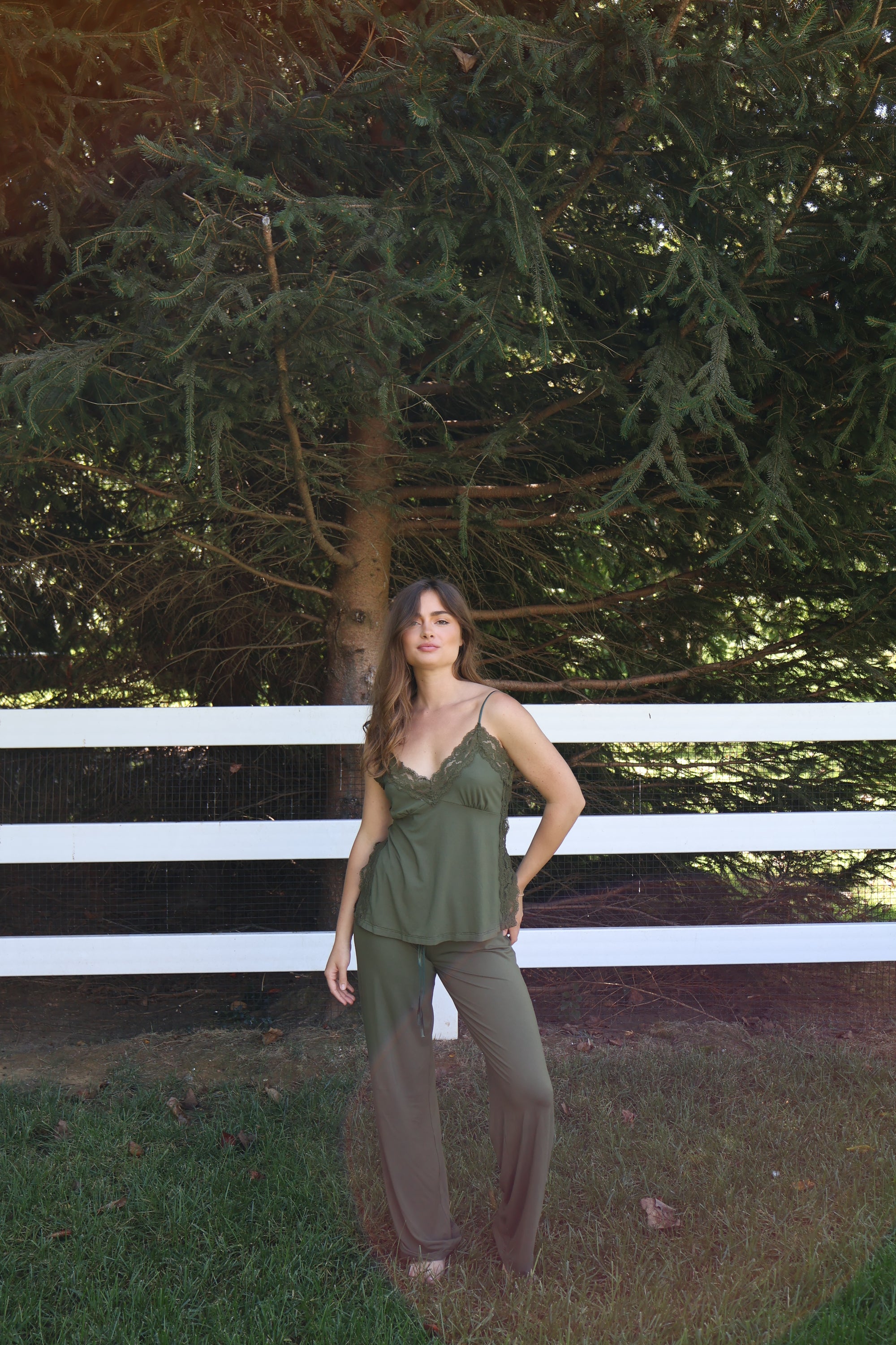 Bella Bamboo Tank &amp; Pant Set in Vine