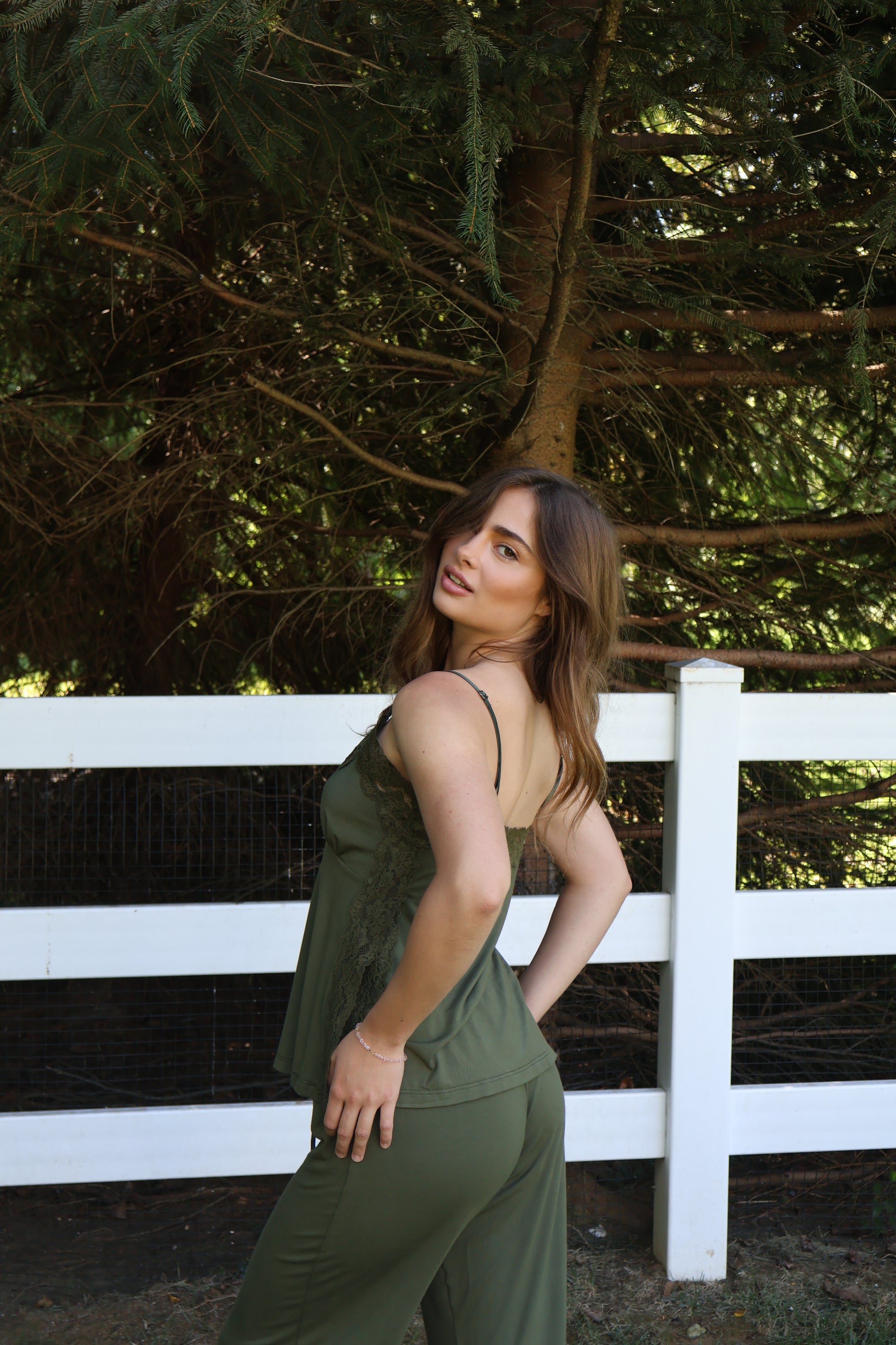 Bella Bamboo Tank &amp; Pant Set in Vine