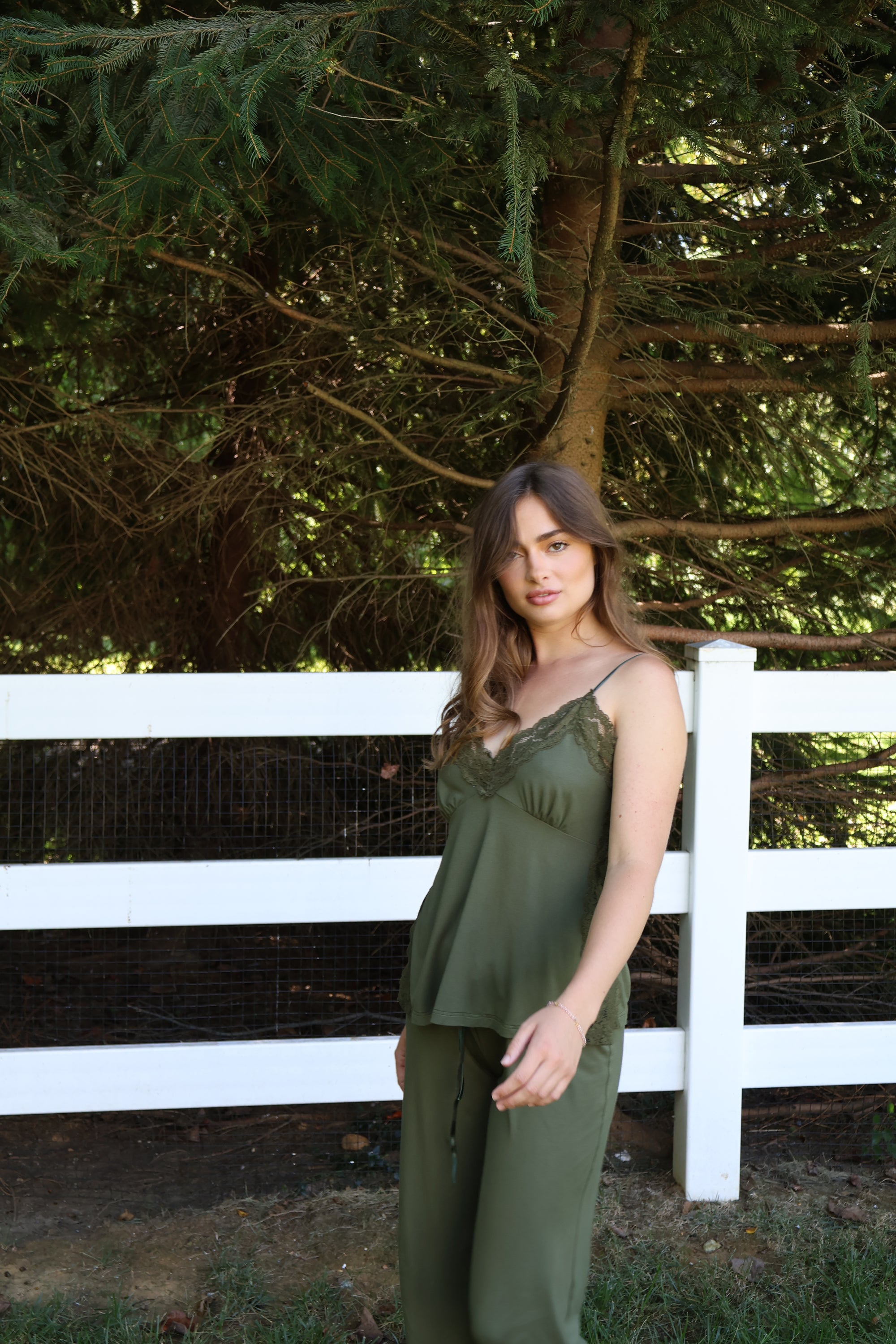 Bella Bamboo Tank &amp; Pant Set in Vine