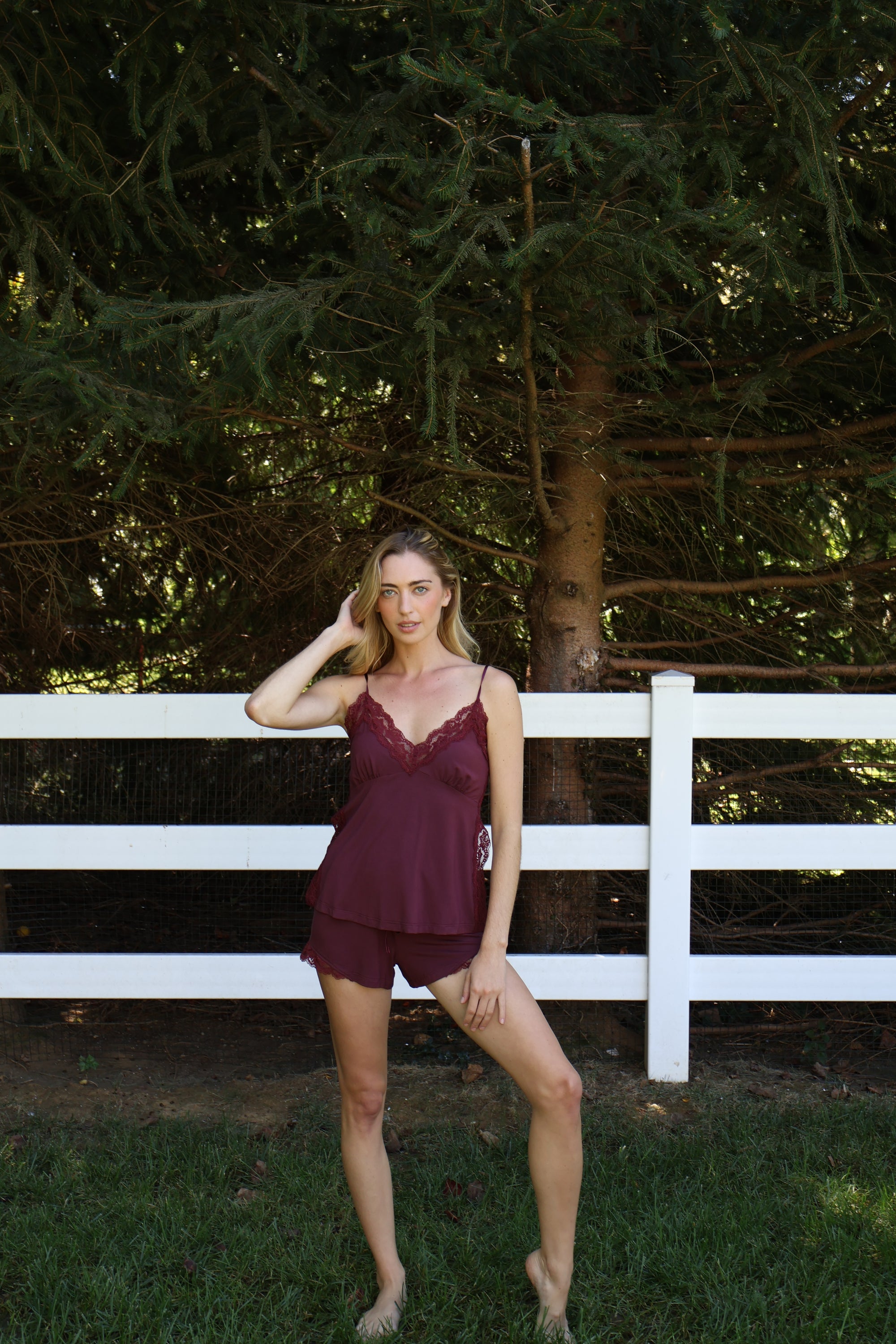 Ivy Bamboo Tank &amp; Short Set in Merlot