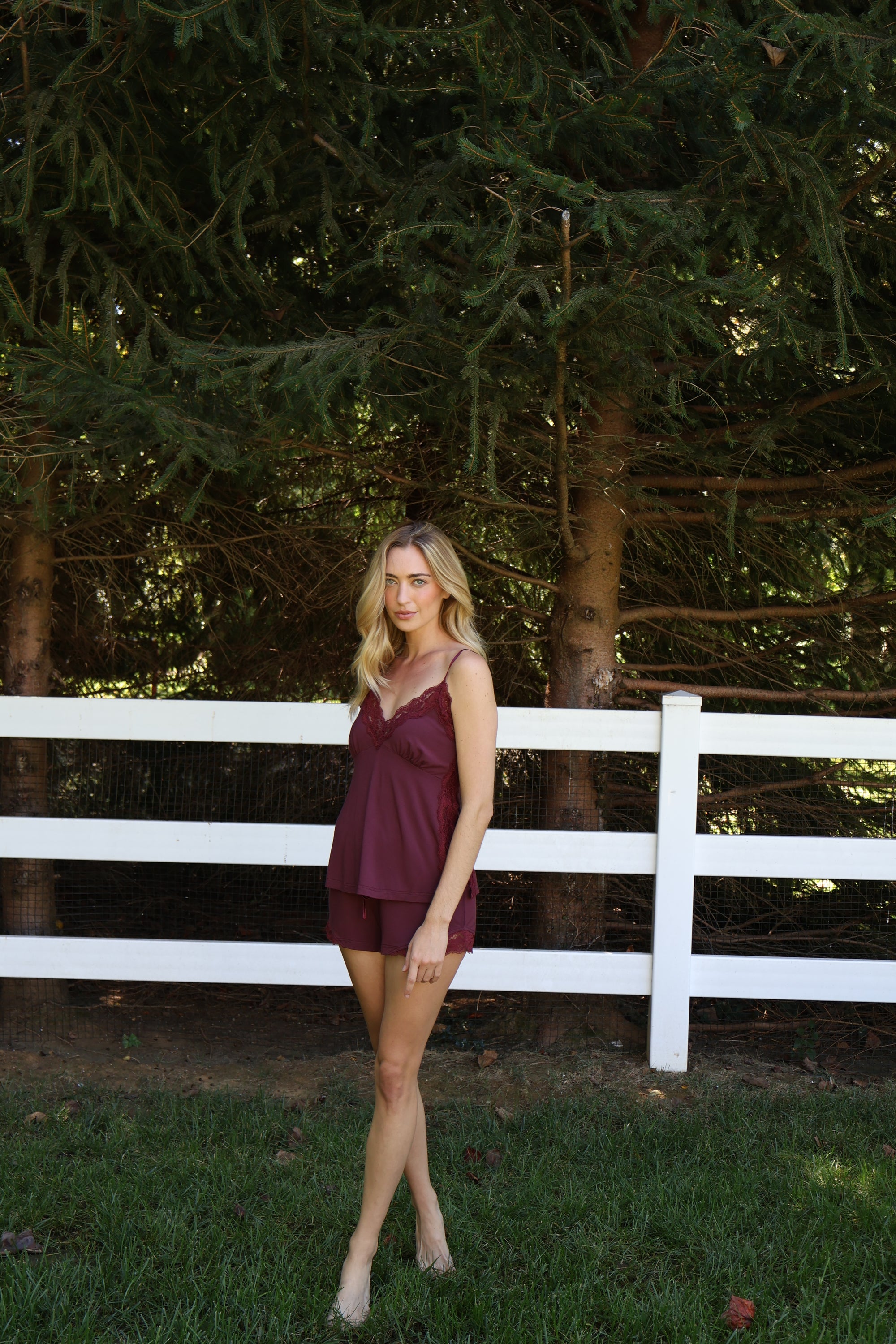Ivy Bamboo Tank &amp; Short Set in Merlot