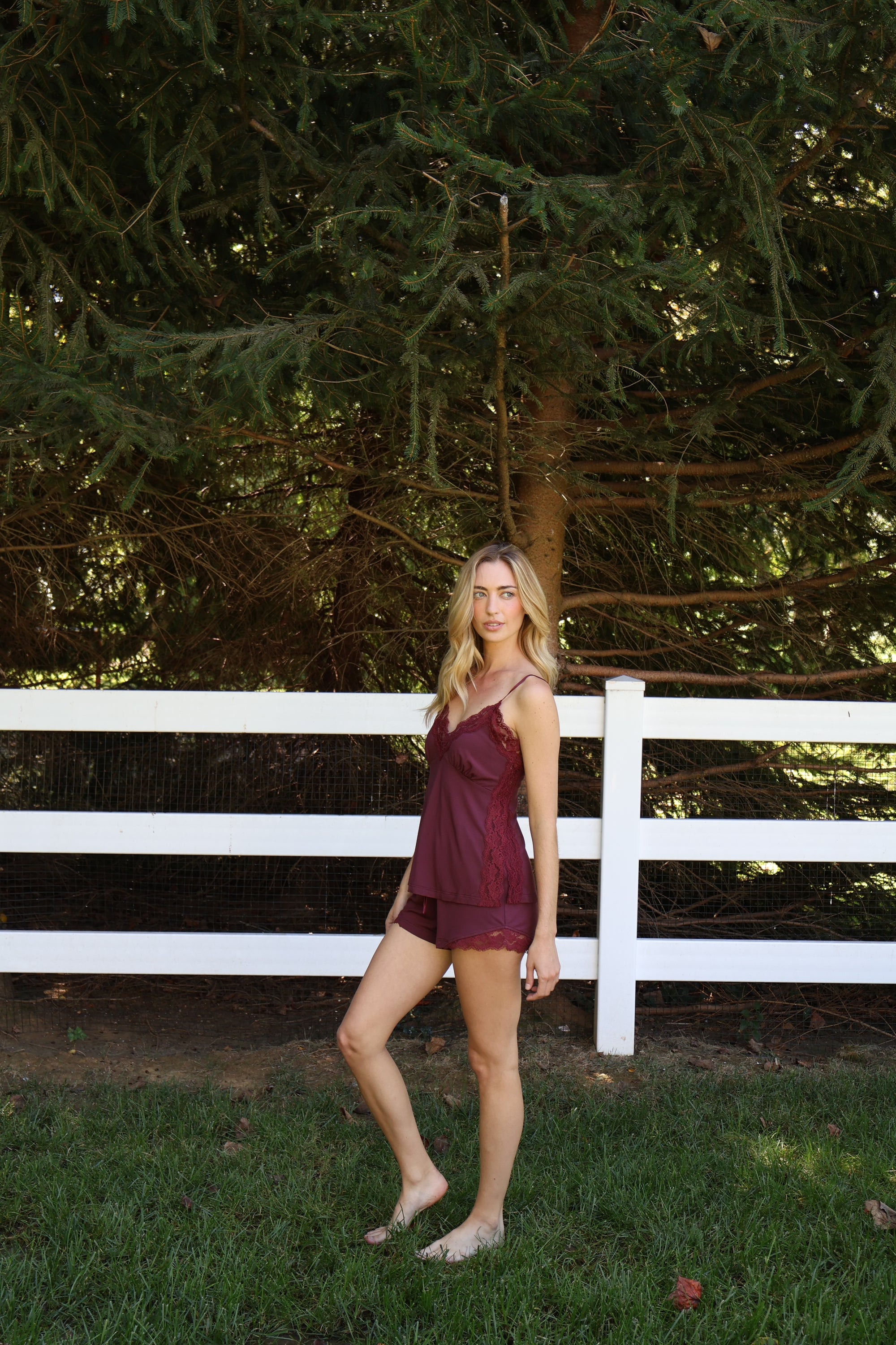Ivy Bamboo Tank &amp; Short Set in Merlot
