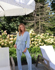 Riley Kimono Bamboo Pajama Set in Dusty Blue