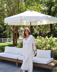 Bamboo Lace Trim Long Robe in Dove