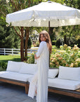 Bamboo Lace Trim Long Robe in Dove