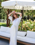 Bamboo Lace Trim Long Robe in Dove