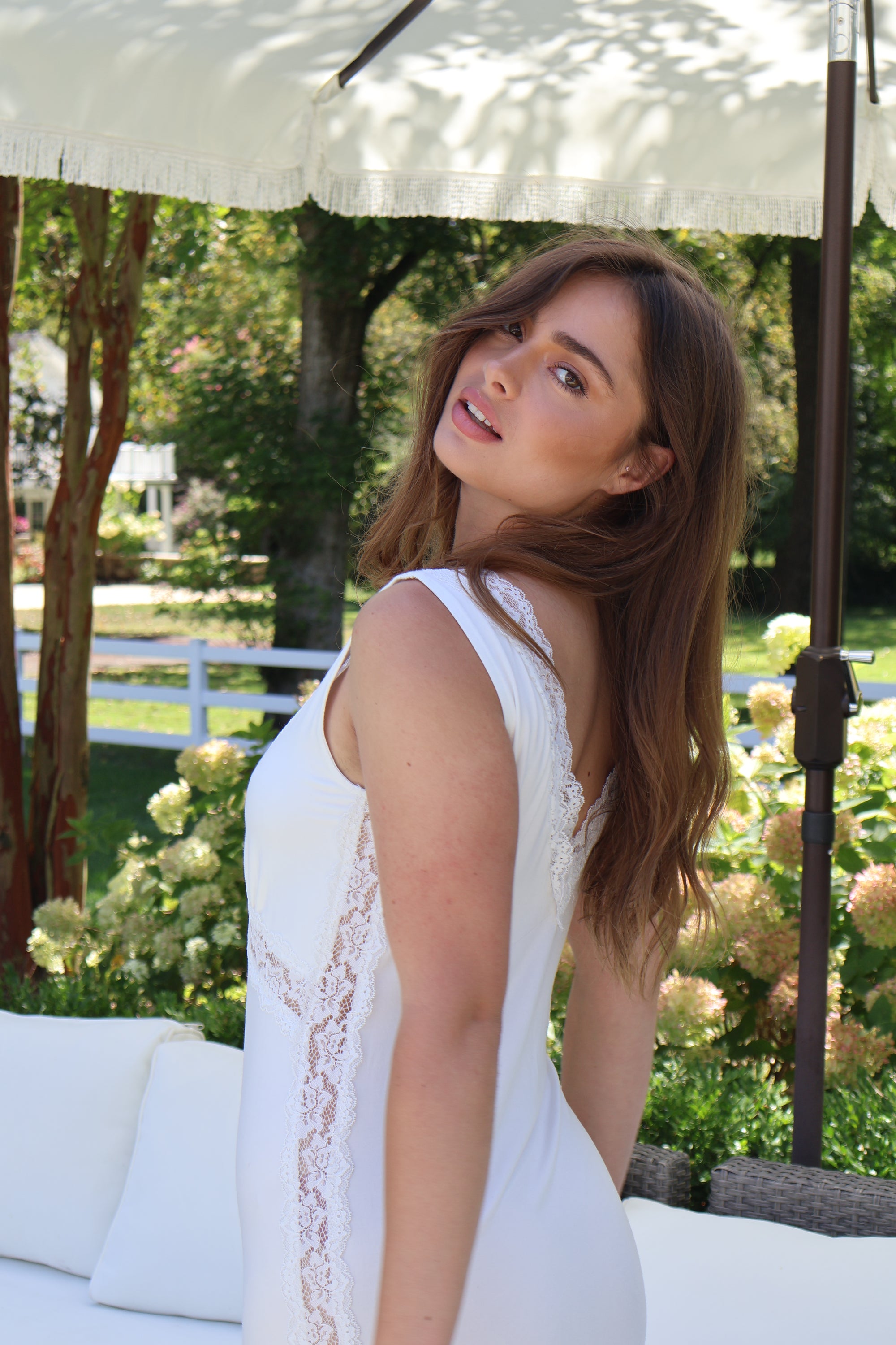 Bamboo Lace Trim Midi Tank Dress