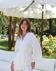 Riley Kimono Bamboo Pajama Set in Dove