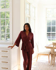 Riley Kimono Bamboo Pajama Set in Merlot