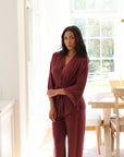 Riley Kimono Bamboo Pajama Set in Merlot