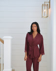 Riley Kimono Bamboo Pajama Set in Merlot