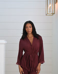 Riley Kimono Bamboo Pajama Set in Merlot