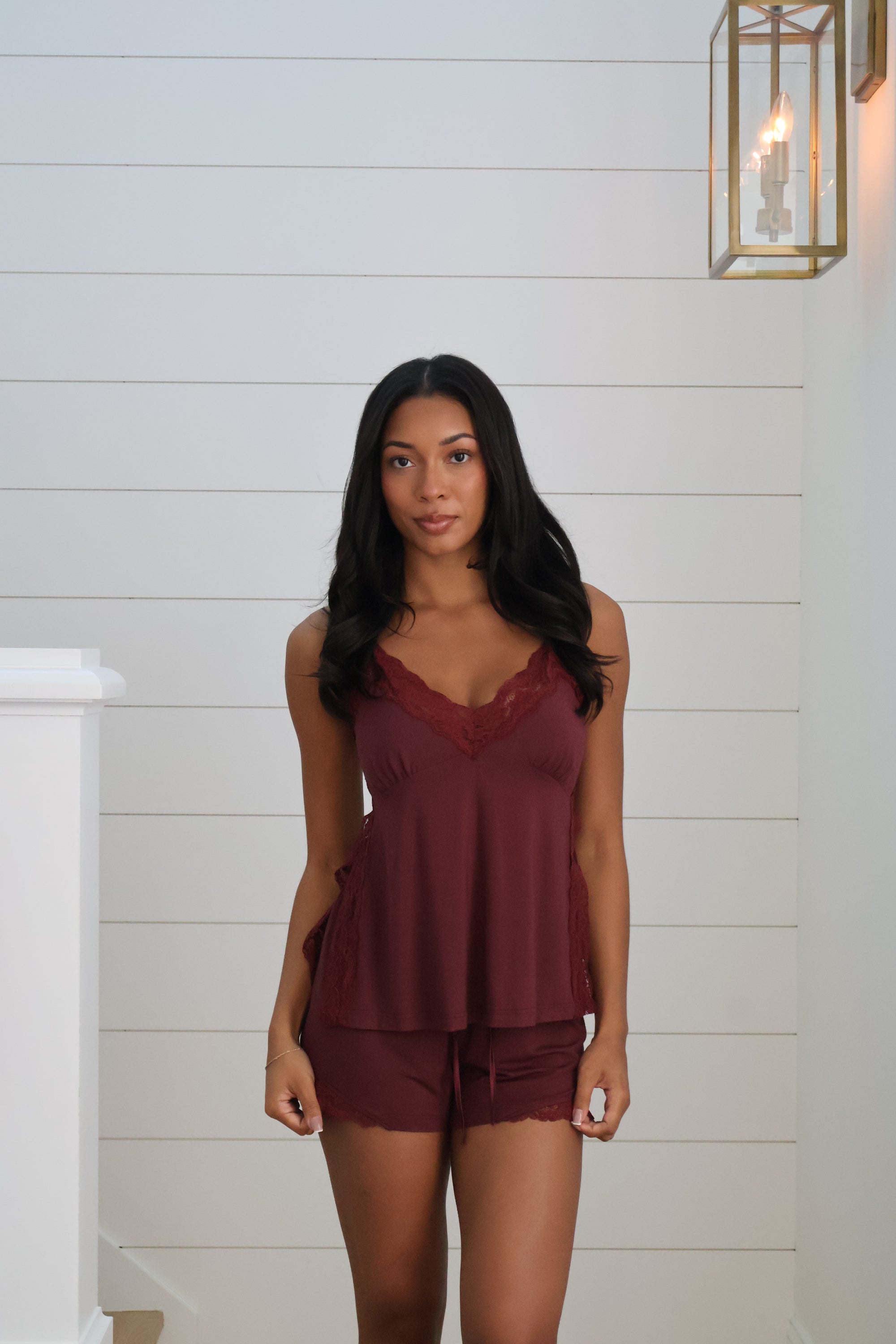Ivy Bamboo Tank &amp; Short Set in Merlot
