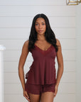 Ivy Bamboo Tank & Short Set in Merlot