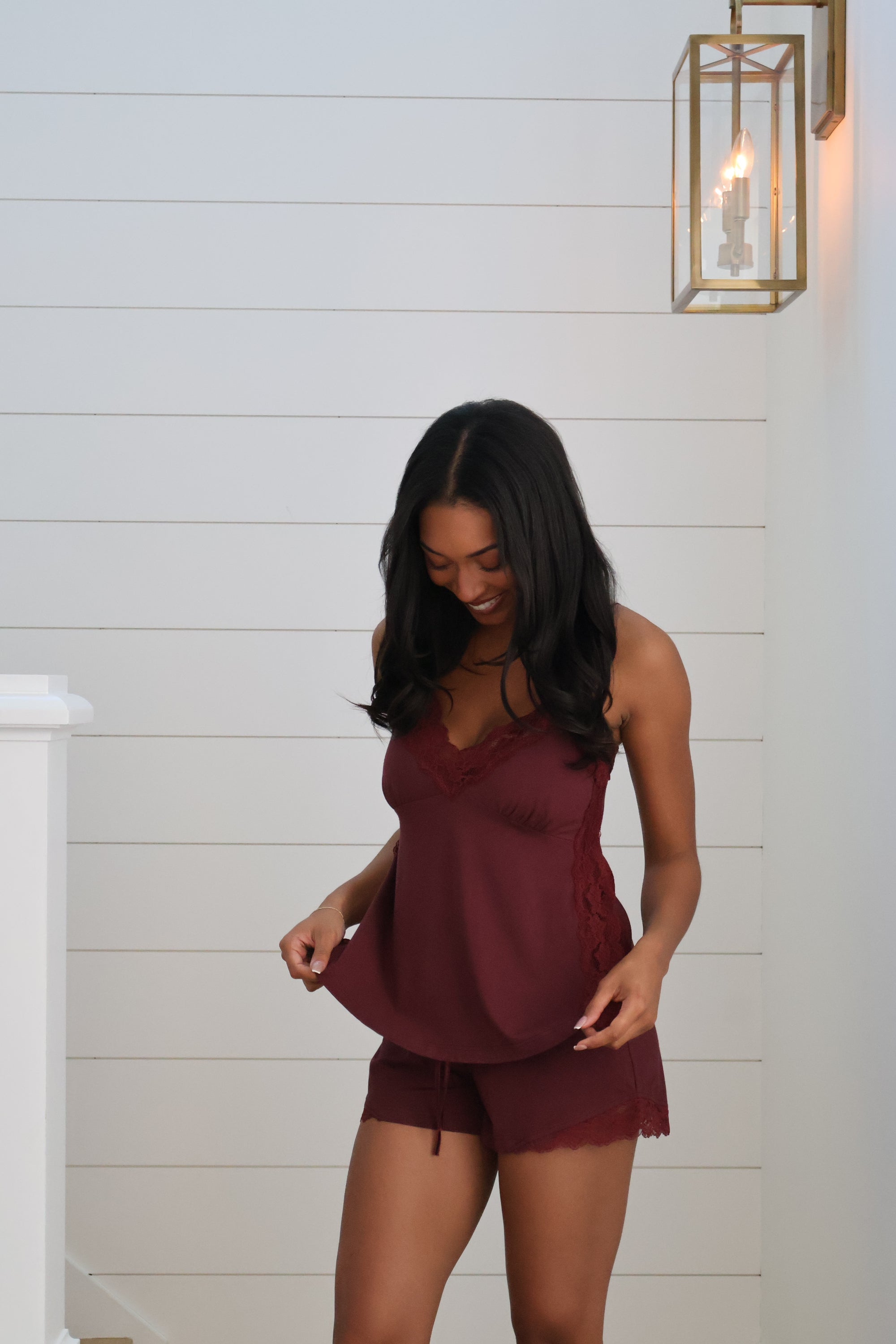 Ivy Bamboo Tank &amp; Short Set in Merlot
