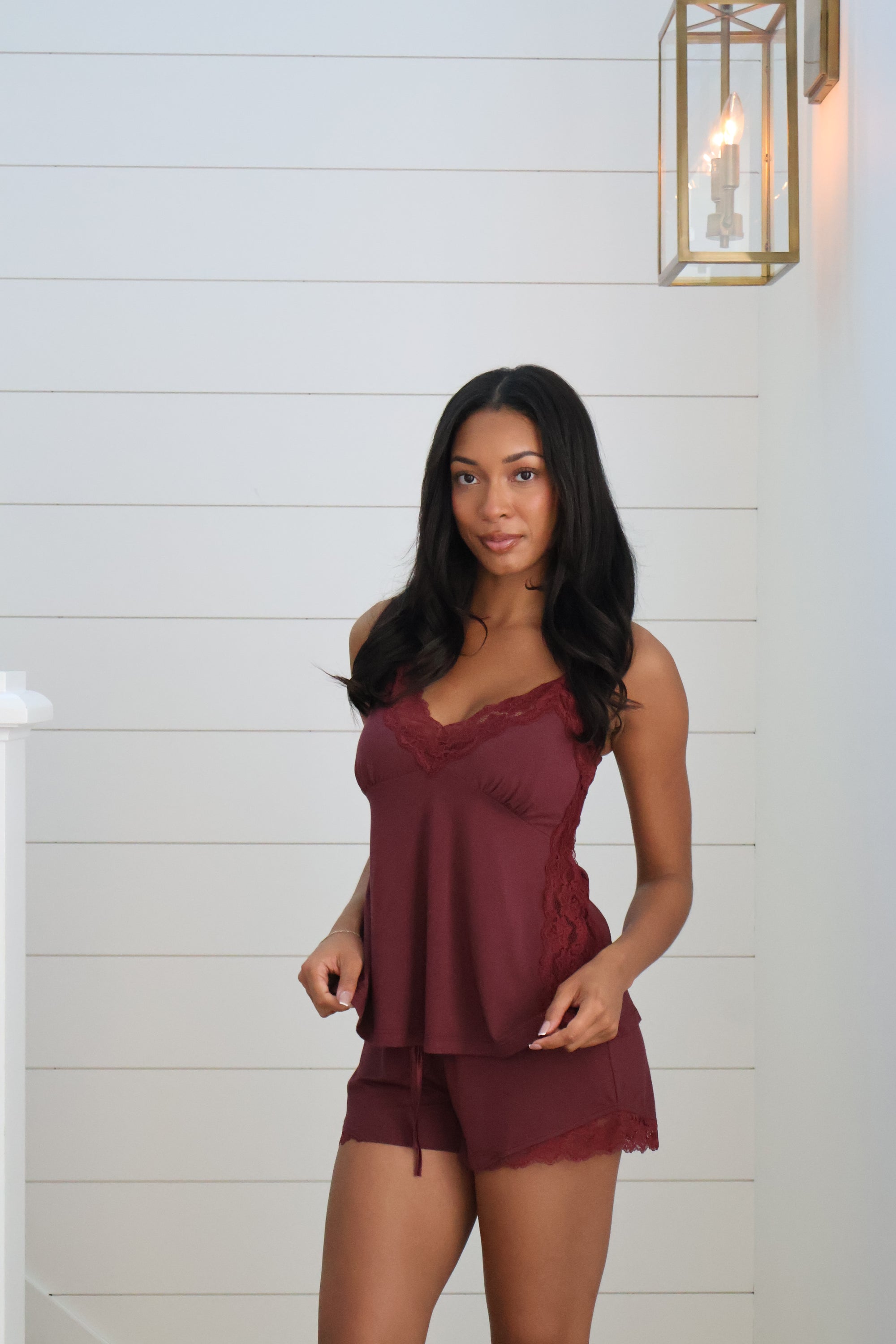 Ivy Bamboo Tank &amp; Short Set in Merlot