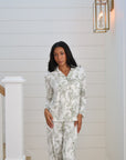 Olive Toile Ruffle Bamboo Pajama Pant Set