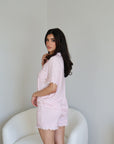 Ruffle Bamboo Short Set in Pink Gingham